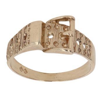 9ct Yellow Gold Textured Buckle Ring
