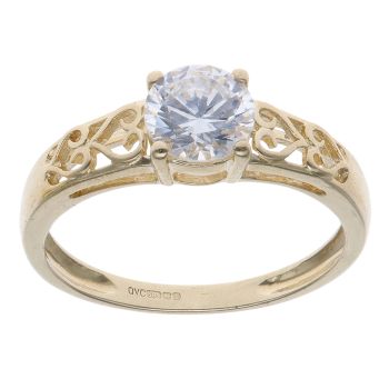 14ct Yellow Gold Cubic Zirconia Single Stone Ring