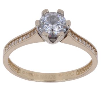 14ct Yellow Gold Cubic Zirconia Single Stone Ring