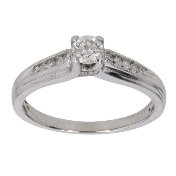 9ct White Gold 0.40ct Brilliant Cut Diamond Solitaire Ring