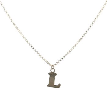 9ct Yellow Gold Letter 'L' Pendant and Chain 18"