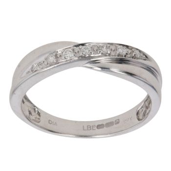 9ct White Gold 0.05ct Diamond Crossover Ring