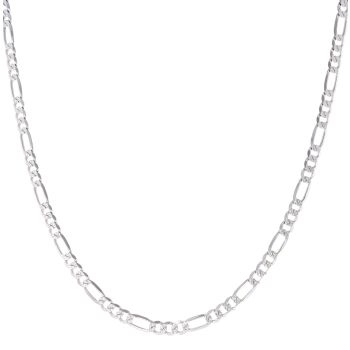 9ct White Gold Diamond Cut Figaro Chain 20"