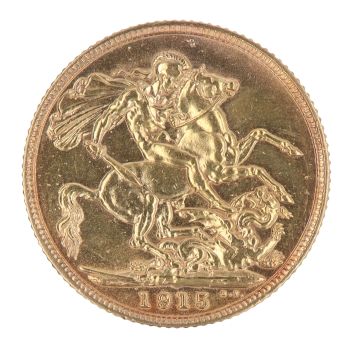 1915 George V Large Head UK Full Sovereign Coin