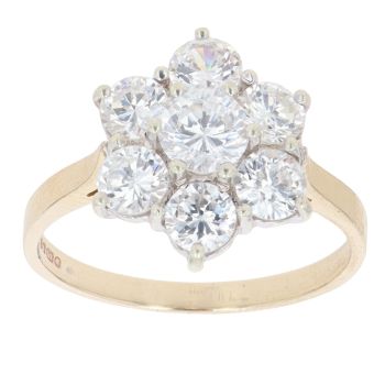 9ct Yellow Gold Cubic Zirconia Cluster Ring
