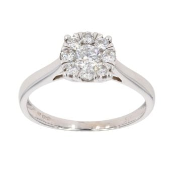 9ct White Gold 0.50ct Diamond Cluster Ring