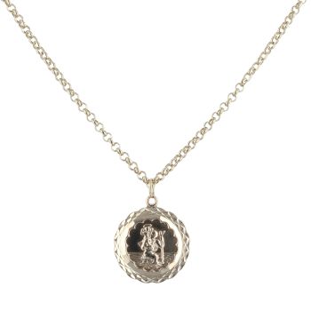 9ct Yellow Gold St Christopher Pendant and Chain 22"