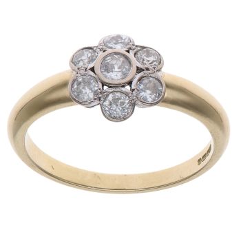 18ct Yellow Gold 0.55ct Brilliant Cut Diamond Cluster Ring