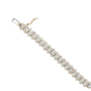 9ct Yellow Gold 1.00ct Brilliant Cut Diamond Two Row Bracelet 7"