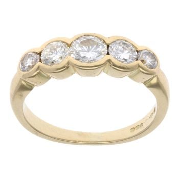 18ct Yellow Gold 0.95ct Diamond Five Stone Eternity Ring