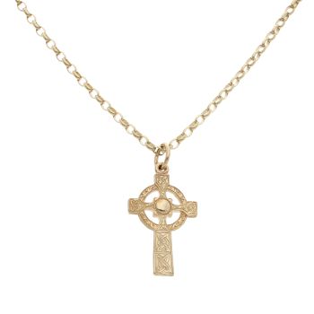 9ct Yellow Gold Celtic Cross Pendant And Chain 28"