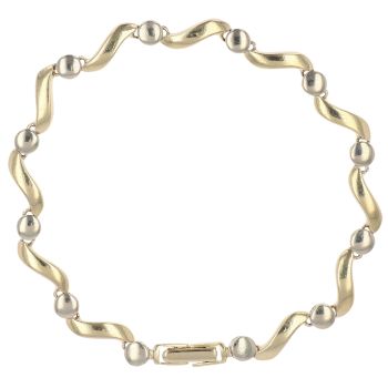 9ct Yellow and White Gold Fancy Bracelet 6.5"