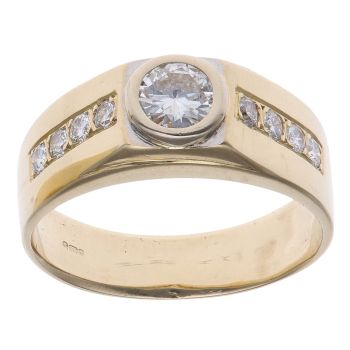 14ct Yellow Gold 0.85ct Brilliant Cut Diamond Signet Ring