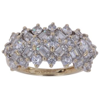 14ct Yellow Gold Cubic Zirconia Cluster Ring