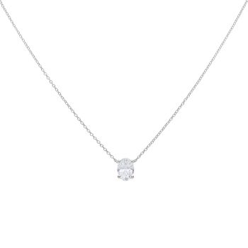 9ct White Gold 1.00ct Oval Cut Lab Grown Diamond Pendant and Chain 18"