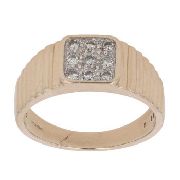 9ct Yellow Gold 0.35ct Diamond Cluster Signet Ring