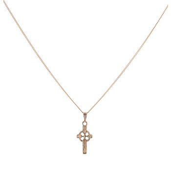 9ct Yellow Gold Cross Pendant and Chain 16"