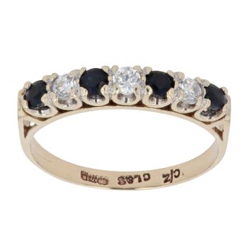 9ct Yellow Gold Sapphire And Cubic Zirconia Ring