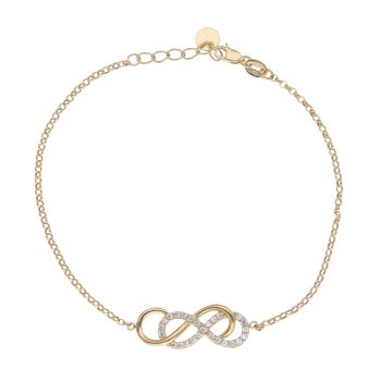 9ct Yellow Gold Cubic Zirconia Double Infinity Bracelet 7"