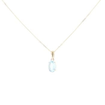 9ct Yellow Gold Blue Topaz Pendant And Chain 18"