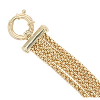 9ct Yellow Gold Four Strand Fancy Popcorn Bracelet 8"
