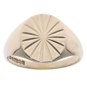 9ct Yellow Gold Diamond Cut Signet Ring