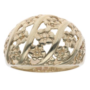 9ct Yellow Gold Flower Patterned Signet Ring