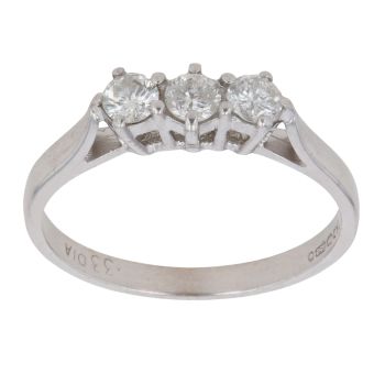 18ct White Gold 0.33ct Brilliant Cut Diamond Trilogy Ring