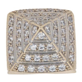 9ct Yellow Gold Cubic Zirconia Pyramid Signet Ring