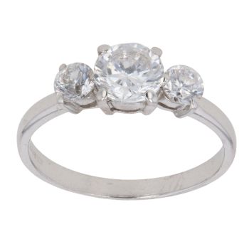 9ct White Gold Cubic Zirconia Three Stone Ring