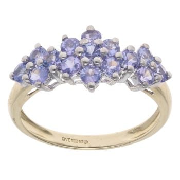 9ct Yellow Gold Tanzanite Cluster Ring