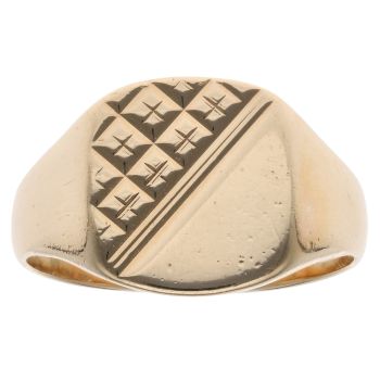 9ct Yellow Gold Patterned Signet Ring