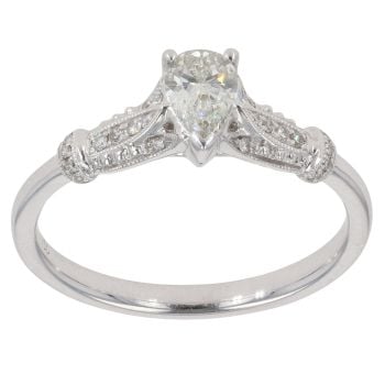 18ct White Gold 0.40ct Pear Cut Diamond  Solitaire Ring