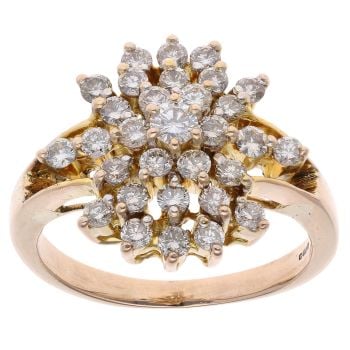 14ct Yellow Gold 1.25cts Diamond Cluster Ring