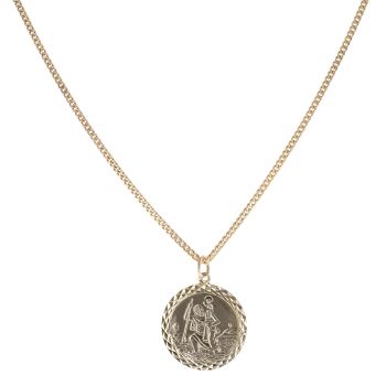 9ct Yellow Gold St George Pendant and Chain 24"