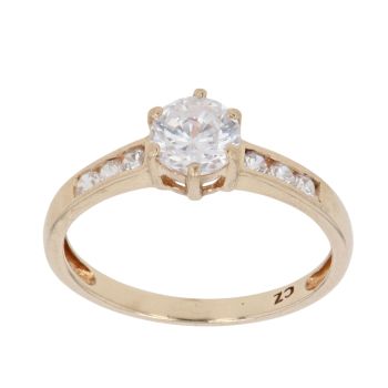 9ct Yellow Gold Cubic Zirconia Solitaire Ring