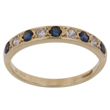 18ct Yellow Gold 0.15ct Brilliant Cut Diamond and Sapphire Eternity Ring