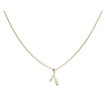 9ct Yellow Gold Cubic Zirconia Ribbon Pendant And Chain 18"