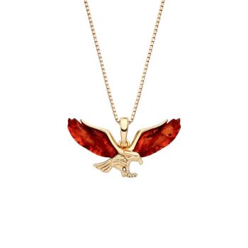 18ct Yellow ﻿Gold on Sterling Silver Baltic Amber Eagle Pendant Necklace