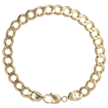9ct Yellow Gold Plain Curb Bracelet 9.5"