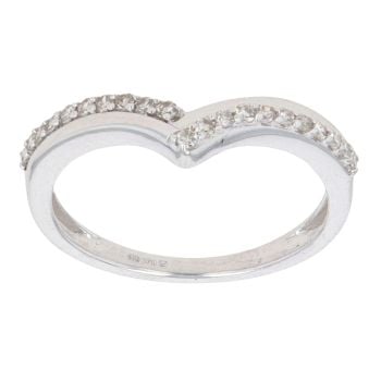 9ct White Gold 0.15ct Diamond Wishbone Ring