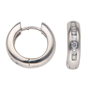 14ct White Gold 0.33ct Brilliant Cut Diamond Hoop Earrings
