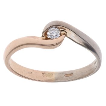 14ct White and Rose Gold 0.10ct Diamond Solitaire Ring