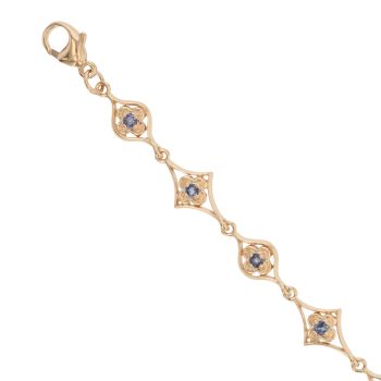 9ct Yellow Gold Sapphire Clover Bracelet 7"