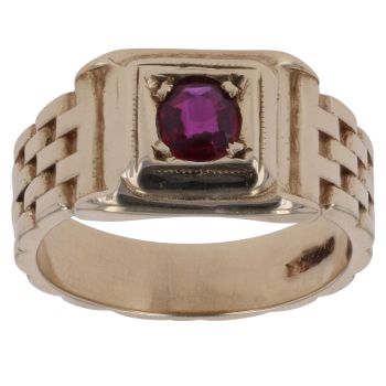 9ct Yellow Gold Ruby Signet Ring