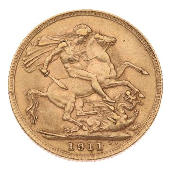 1911 George V Large Head UK Full Sovereign Coin