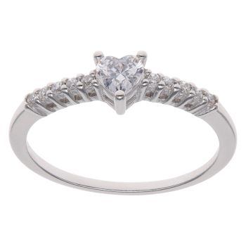 Silver Cubic Zirconia Heart Ring By Icesia