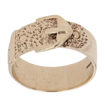 9ct Yellow Gold Patterned Buckle Ring