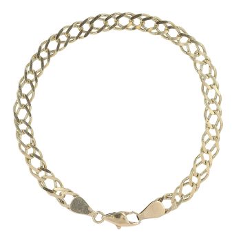9ct Yellow Gold Double Curb Fancy Bracelet 7.5"