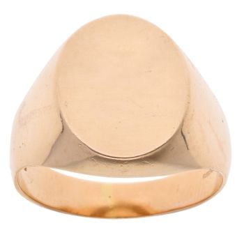 14ct Yellow Gold Plain Oval Signet Ring